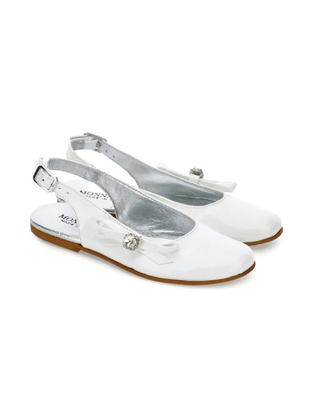  Monnalisa Bow-detail Embellished Ballet Flats - White 