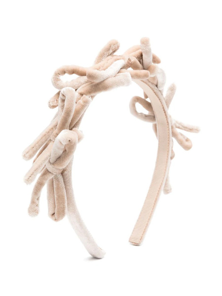  Monnalisa Bow-detail Velvet Headband - Neutrals 