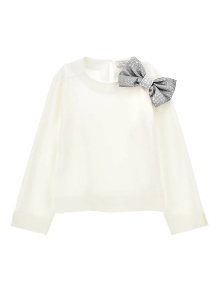  Monnalisa Bow-embellished Blouse - Neutrals 