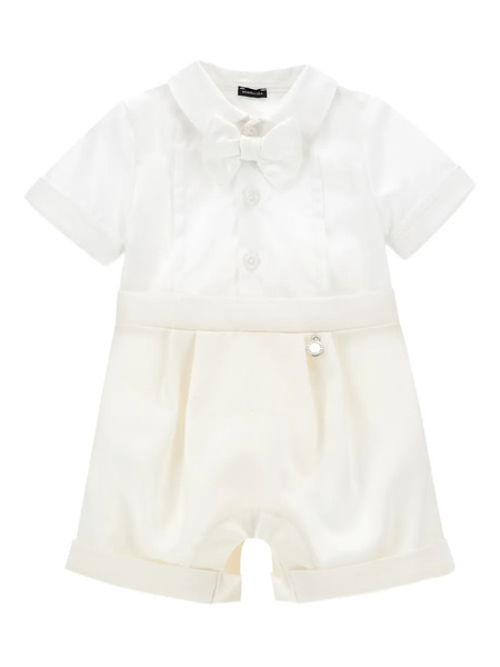  Monnalisa Bow Embellished Romper - White 
