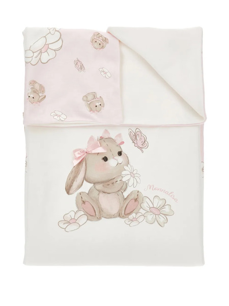  Monnalisa Bunny-motif Floral-print Blanket - Neutrals 