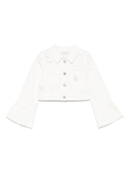  Monnalisa Butterfly Denim Jacket - White 