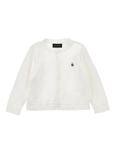  Monnalisa Buttoned Embellished Cardigan - White 