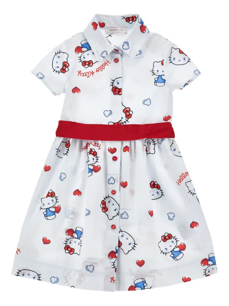  Monnalisa Buttoned Graphic Dress - White 