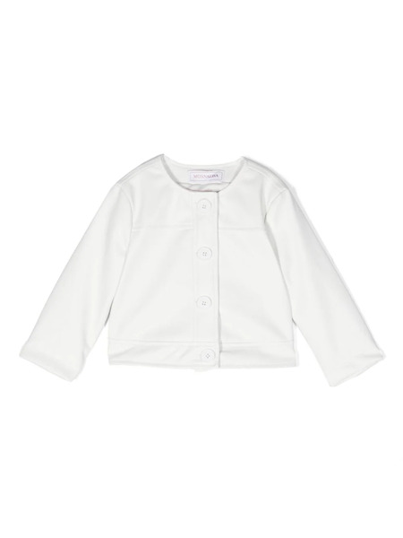  Monnalisa Buttoned-up Faux-leather Jacket - White 