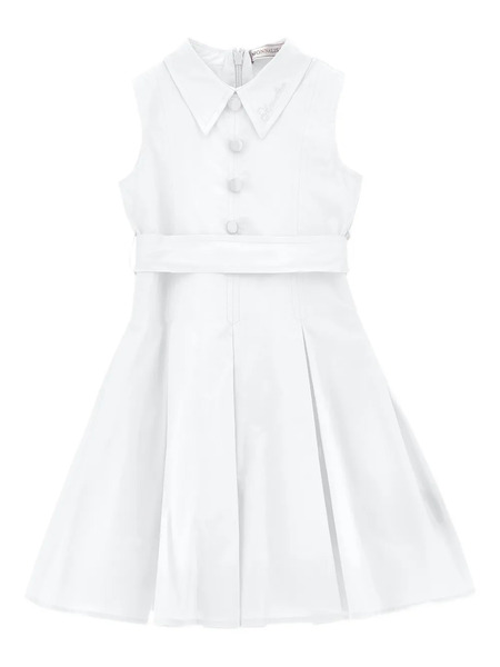  Monnalisa Collared Belted Dress - White 
