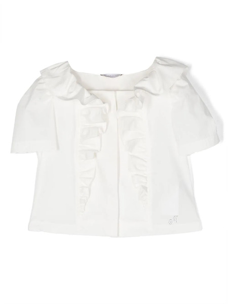  Monnalisa Cotton Ruffled Top - White 