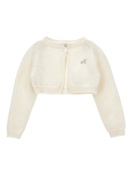  Monnalisa Cropped Knitted Cardigan - White 