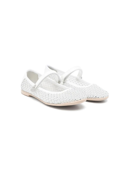  Monnalisa Crystal-embellished Ballet Flats - White 
