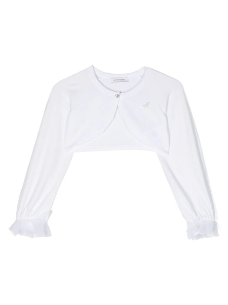  Monnalisa Crystal-embellished Cropped Cardigan - White 