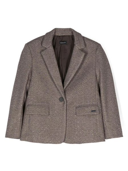  Monnalisa Crystal-embellished Herringbone Blazer - Grey 