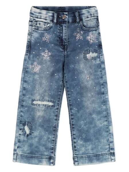  Monnalisa Crystal-embellished Jeans - Blue 