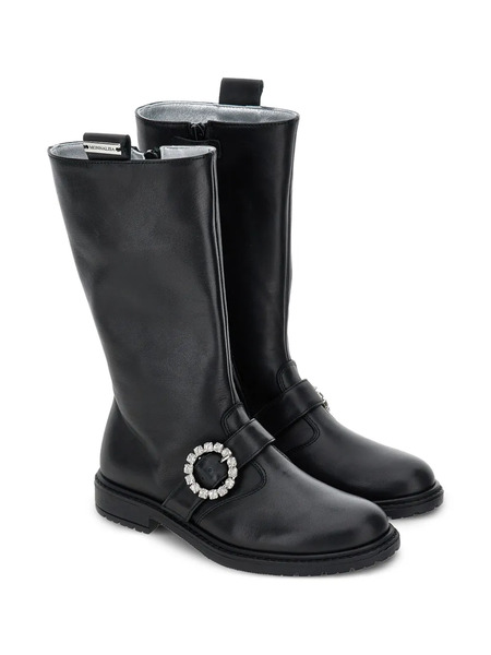 Monnalisa Crystal-embellished Knee-high Boots - Black 