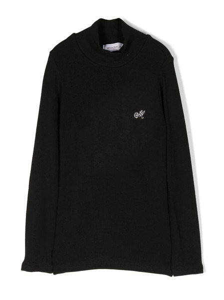  Monnalisa Crystal-embellished Knitted Top - Black 