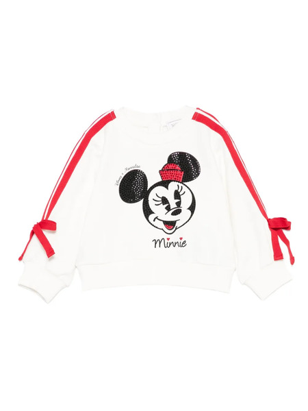  Monnalisa Crystal-embellished Ribbon Sweatshirt - Neutrals 