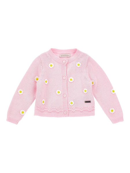  Monnalisa Daisy-embellishment Cardigan - Pink 