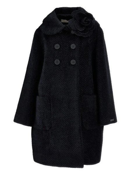  Monnalisa Double-breasted Coat - Black 