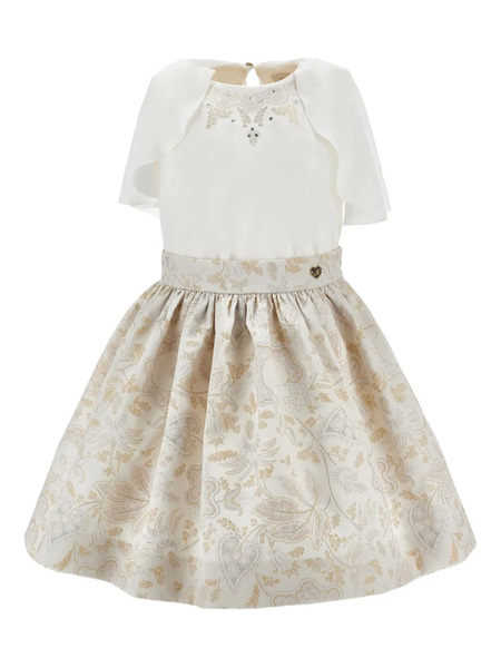  Monnalisa Embellished Layered Skirt Set - White 