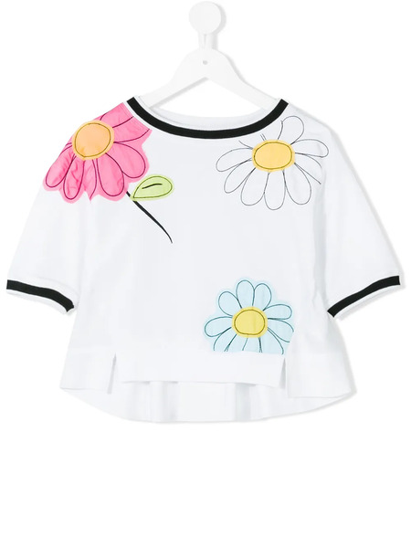  Monnalisa Embroidered Flower T-shirt - White 