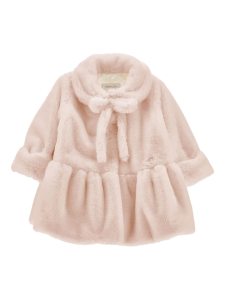  Monnalisa Faux-fur Peplum Coat - Pink 