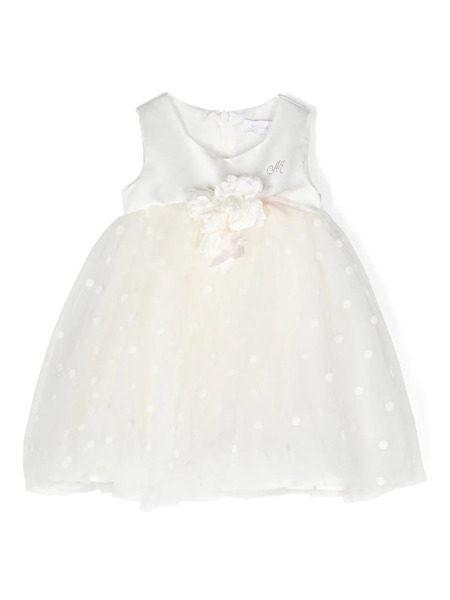  Monnalisa Flocked Tulle Flared Dress - White 