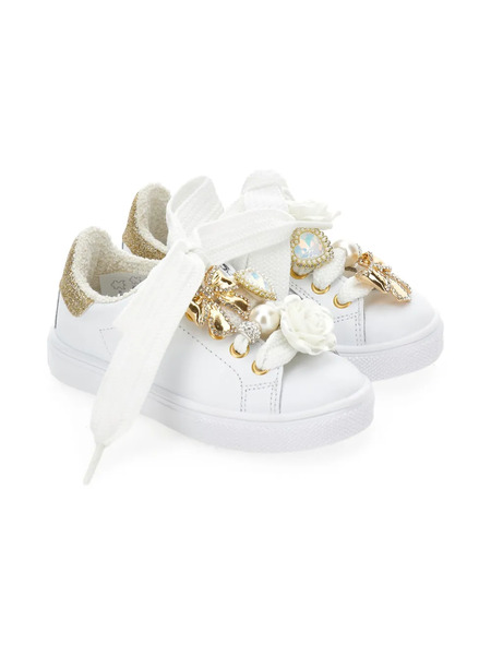  Monnalisa Floral-appliqué Sneakers - White 