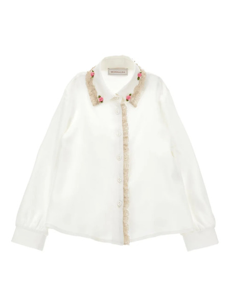  Monnalisa Floral-embellished Blouse - White 