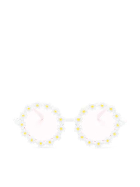  Monnalisa Floral-embellished Round-frame Sunglasses - White 