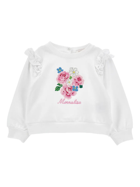  Monnalisa Floral-embroidered Sweatshirt - White 