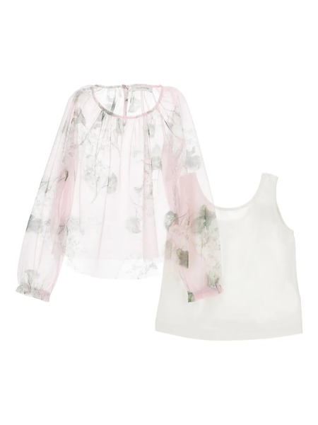  Monnalisa Floral-pattern Blouse - Pink 