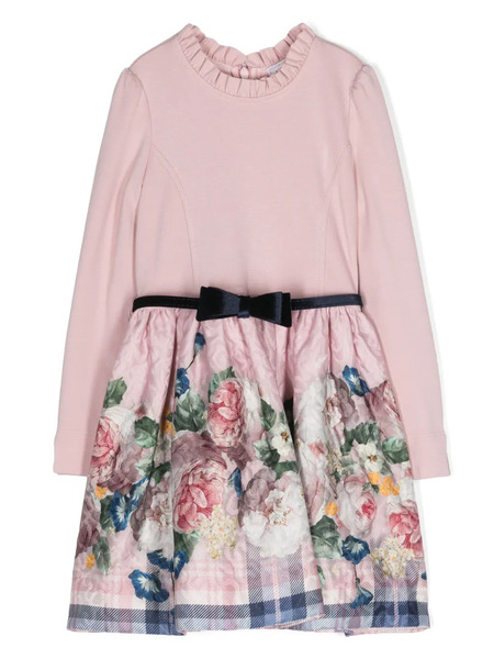  Monnalisa Floral-print Flared Dress - Pink 