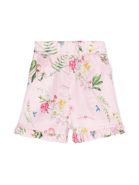  Monnalisa Floral-print Ruffled Shorts - Pink 