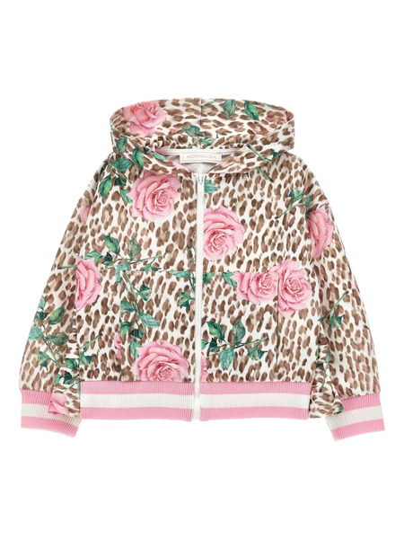  Monnalisa Floral-printed Leopard Hoodie - Brown 