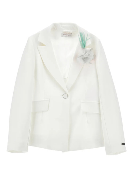  Monnalisa Flower-appliqué Blazer - White 