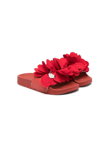  Monnalisa Flower-detail Flip Flops - Red 
