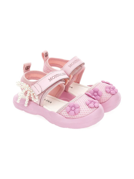  Monnalisa Flower Pearl Sandals - Pink 