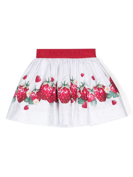  Monnalisa Fruit-print Cotton Skirt - White 