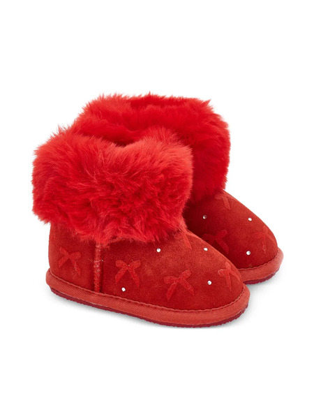  Monnalisa Fur-trimmed Embellished Boots - Red 