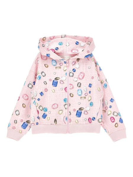  Monnalisa Gem-printed Zip-up Hoodie - Pink 