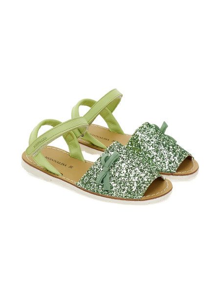  Monnalisa Glitter Bow Sandals - Green 
