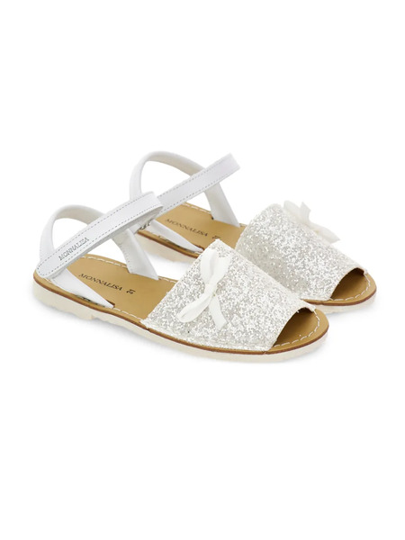  Monnalisa Glitter Bow Sandals - White 