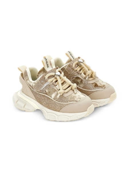  Monnalisa Glitter Sneakers - Neutrals 