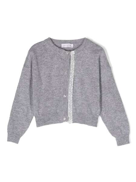  Monnalisa Heart-buttons Wool Cardigan - Grey 