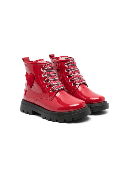  Monnalisa Heart-patch Ankle Boots - Red 