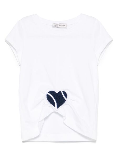  Monnalisa Heart-patch T-shirt - White 