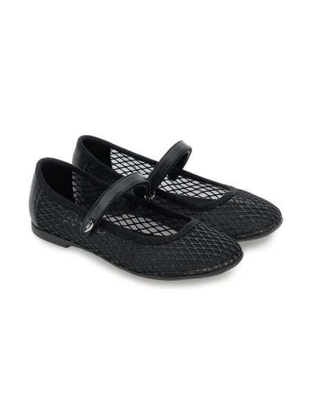  Monnalisa Heart-plaque Mesh Ballet Flats - Black 