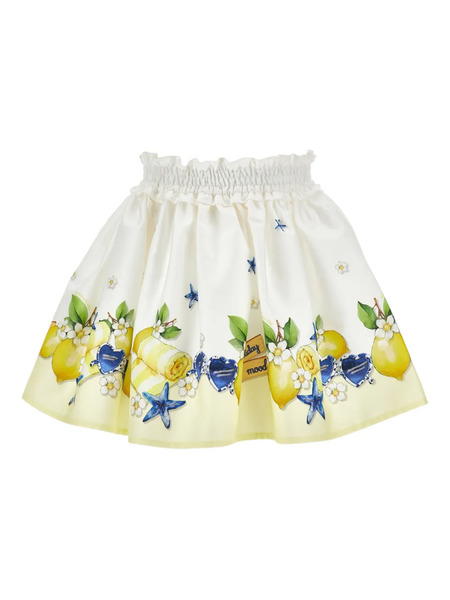  Monnalisa Holiday Mood Print Skirt - White 