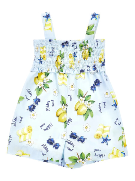  Monnalisa Holiday Mood Printed Playsuit - Blue 