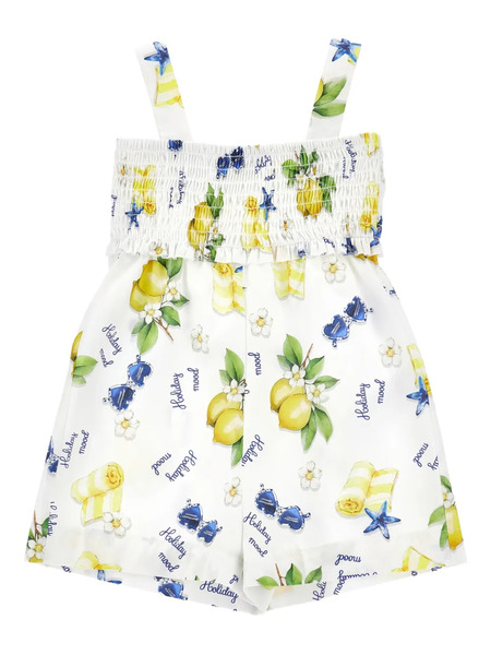  Monnalisa Holiday Mood Printed Playsuit - White 