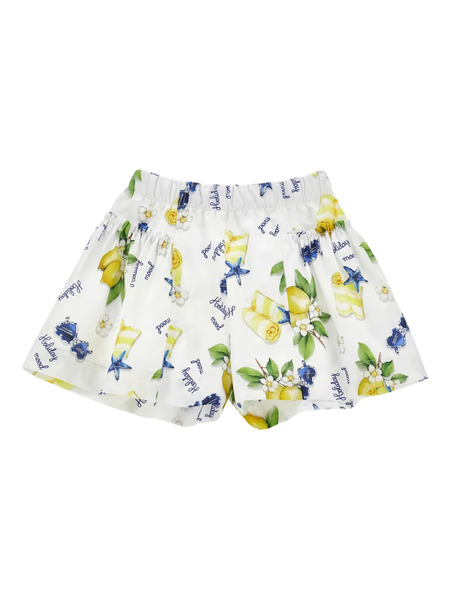  Monnalisa Holiday Mood Printed Shorts - White 